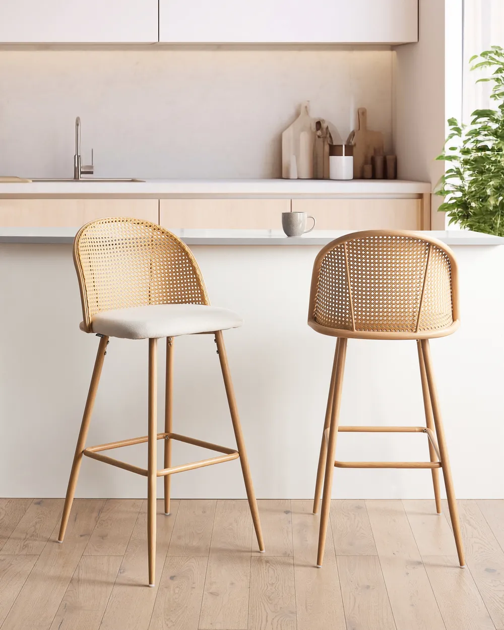 Set de 2 scaune de bar CORNELL Metal Maro deschis