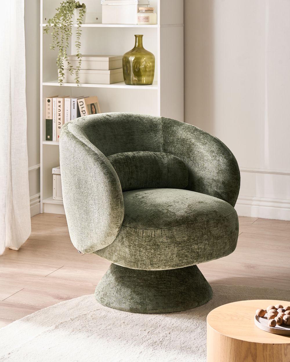 Sillón giratorio LIEKSA Chenilla Verde