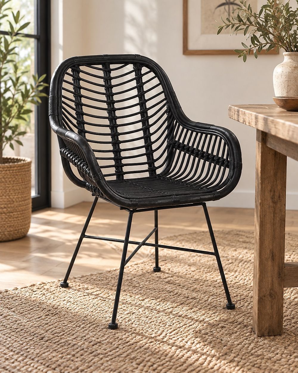 Esszimmerstuhl CANORA Rattan Schwarz