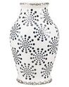 Stoneware Flower Vase 25 cm White with Navy Blue NEMEA_810772