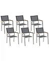 Set of 6 Garden Chairs GROSSETO Stainless Steel Grey