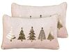 2 welurowe poduszki dekoracyjne w choinki 30 x 50 cm różowe ALSOBIA_887571