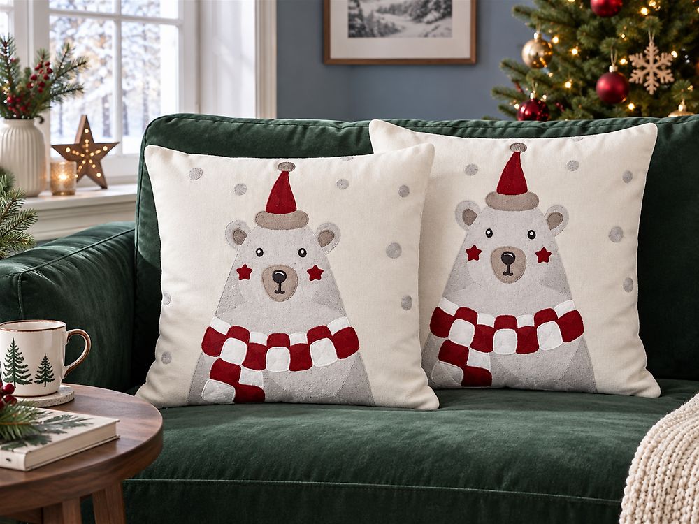 Lot de 2 coussins décoratifs JELLIES 45 x 45 cm Velours Blanc cassé