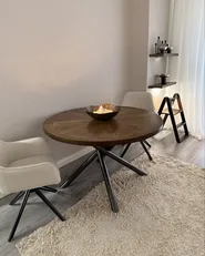 Dining Table LORENZO Brown Ash Wood 120 cm 120 cm_1036159