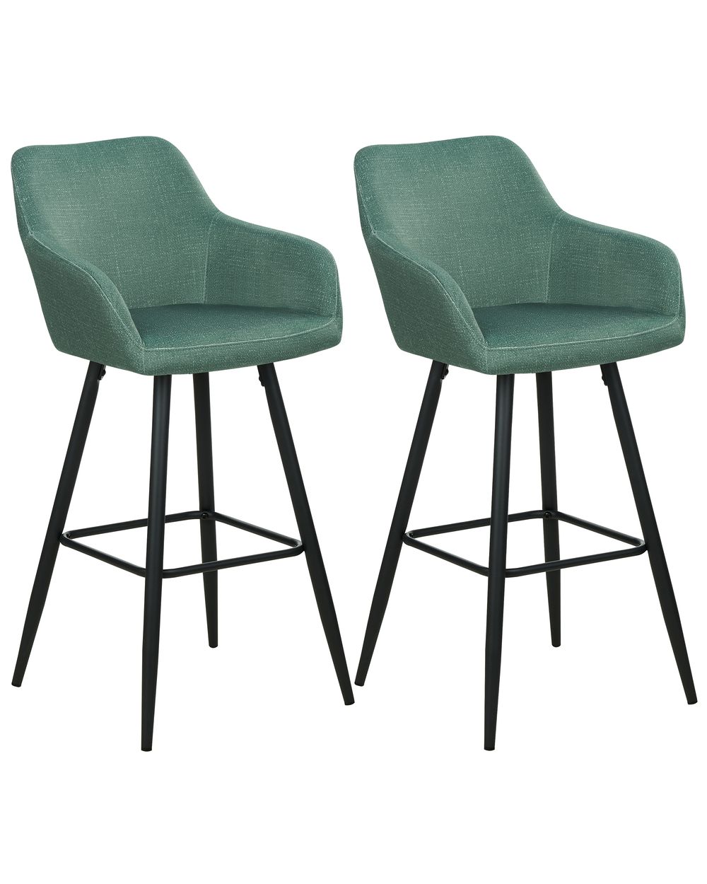 Set of 2 Bar Chairs CASMALIA Velvet Dark Green