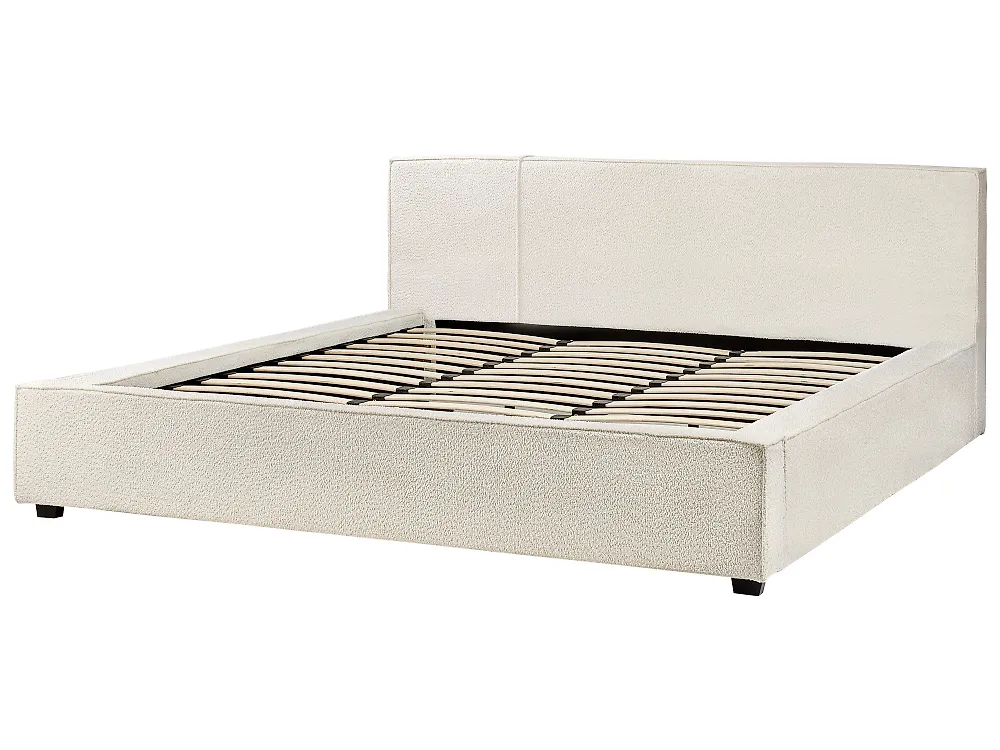 Cama Bouclé MIRANDE 180 x 200 cm Blanco crema_1183979