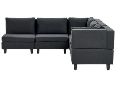 5 Seater Left Hand Modular Fabric Corner Sofa Black UNSTAD
