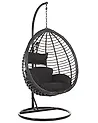 Hanging Chair with Stand TOLLO PE Rattan Black