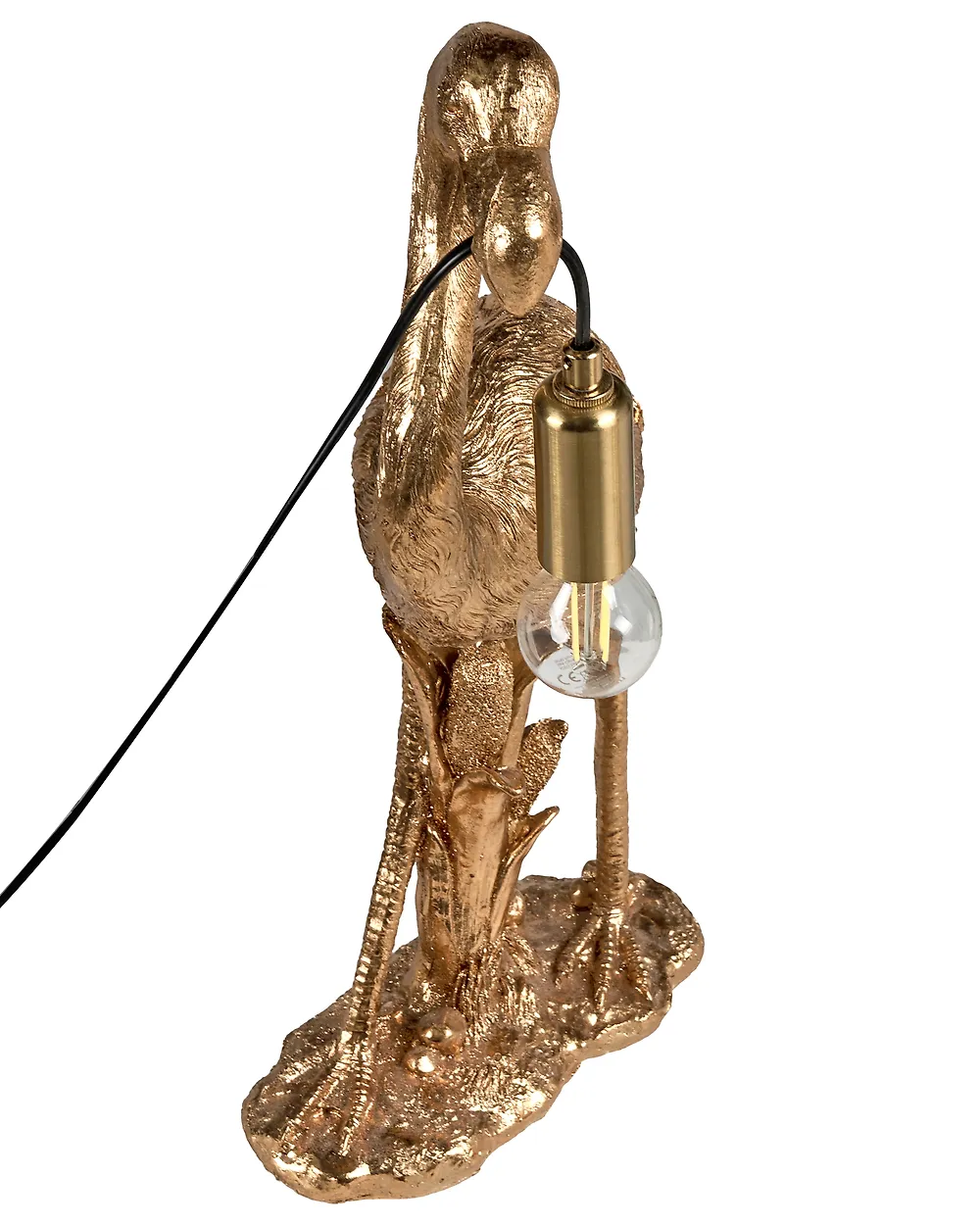 Lampe De Table Perroquet Beliani - En Polyrésine Dorée, 46 Cm De Hauteur, Design Animalier Pour Salon Ou Chambre