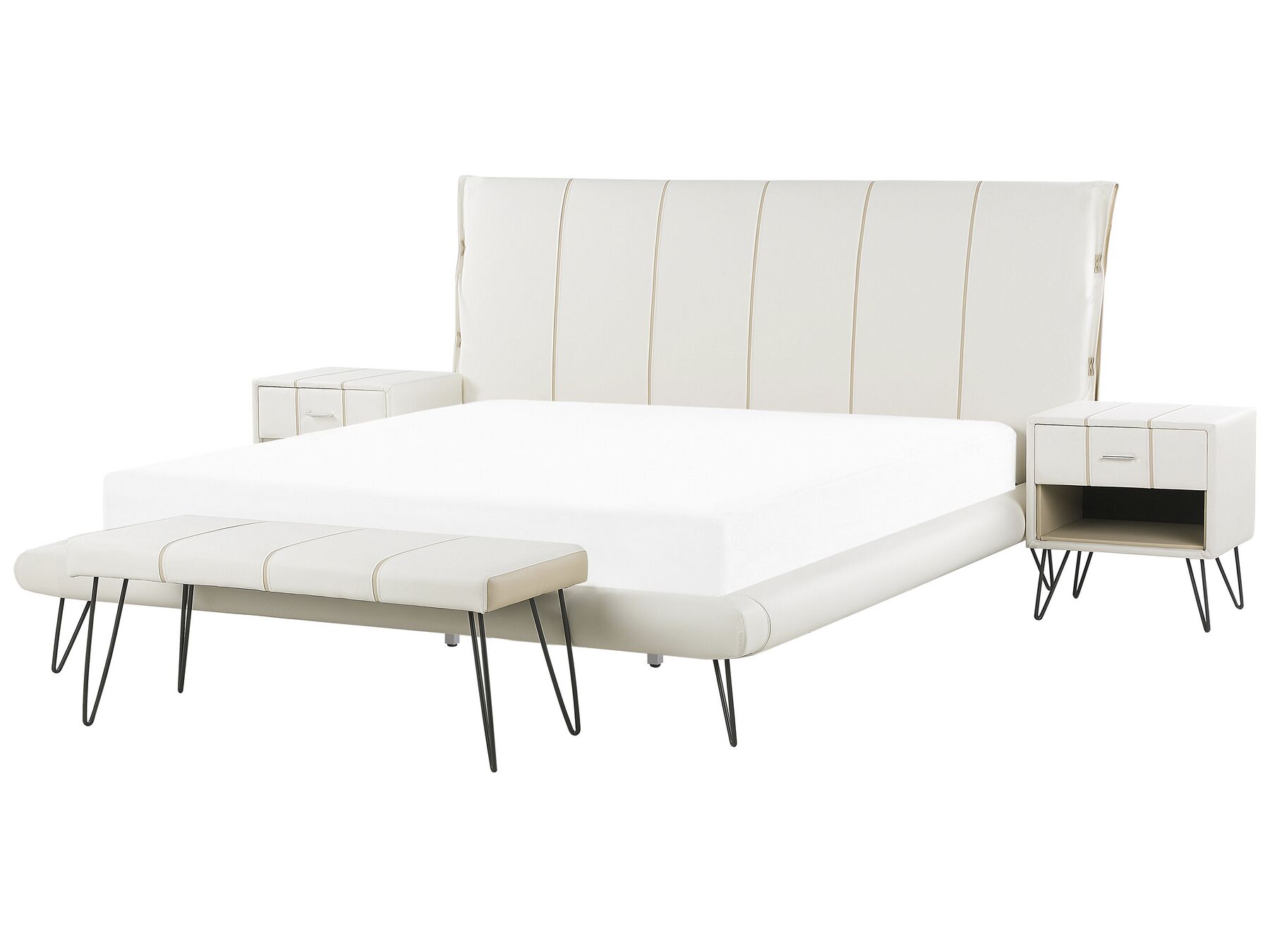 Súprava nábytku do spálne z umelej kože 180 x 200 cm biela BETIN_789130