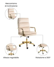 Sedia da ufficio VAMURE Velluto Beige chiaro_1071141