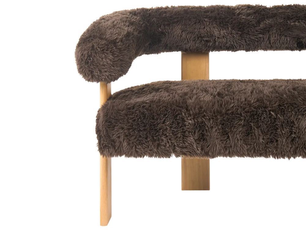 Living Room Set ILBRO Faux Fur Dark Brown/ Light Brown_1057599