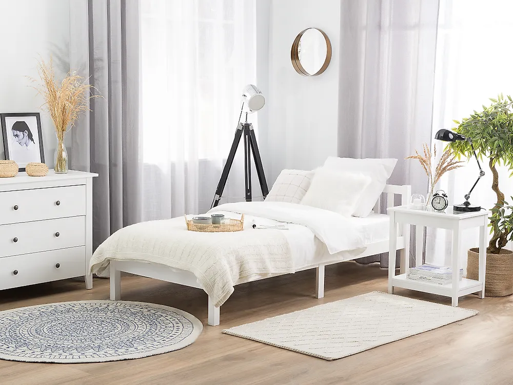 Bed Pine Wood FLORAC 90 x 200 cm (EU Single) White_1154897
