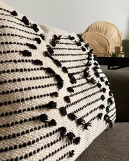Set of 2 Decorative Cushions MYRTUS 45 x 45 cm Cotton Beige Geometric Pattern_1017893