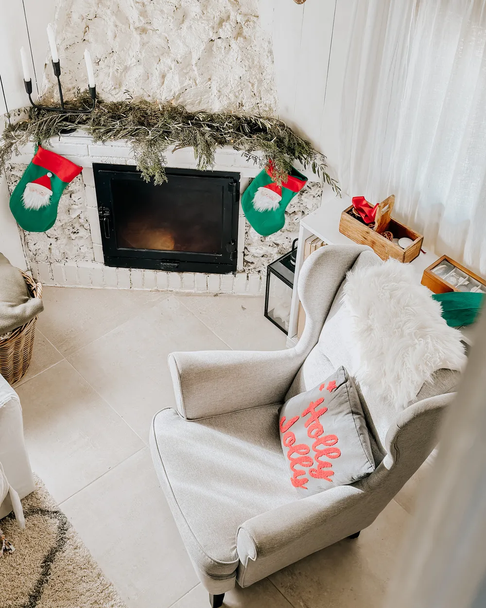 Wingback Chair ABSON Fabric Grey