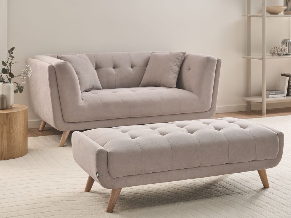 Sofa 2-Sitzer HABO mit Ottomane Stoff Taupe