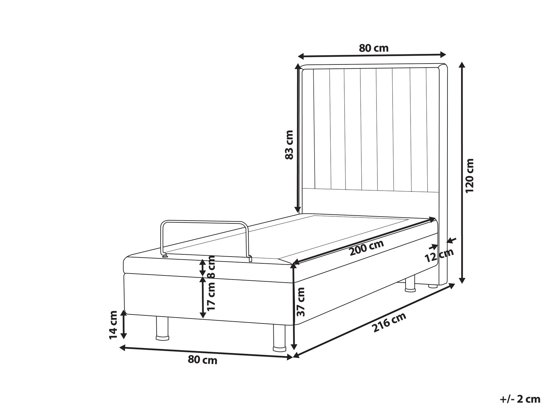 Adjustable Bed Boucle DUKE II 80 x 200 cm (EU Small Single) Off-White_1026183