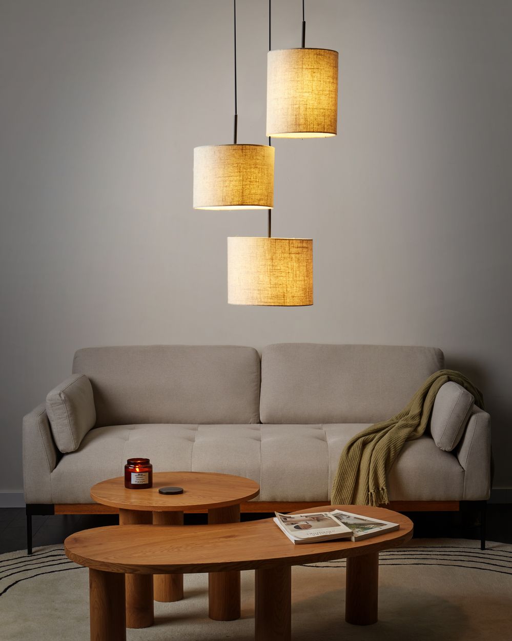Lampadario PARGUAZA Lino Beige chiaro