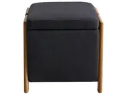 Set da salotto 3 posti EDLAND con Pouf Tessuto Nero_1041020