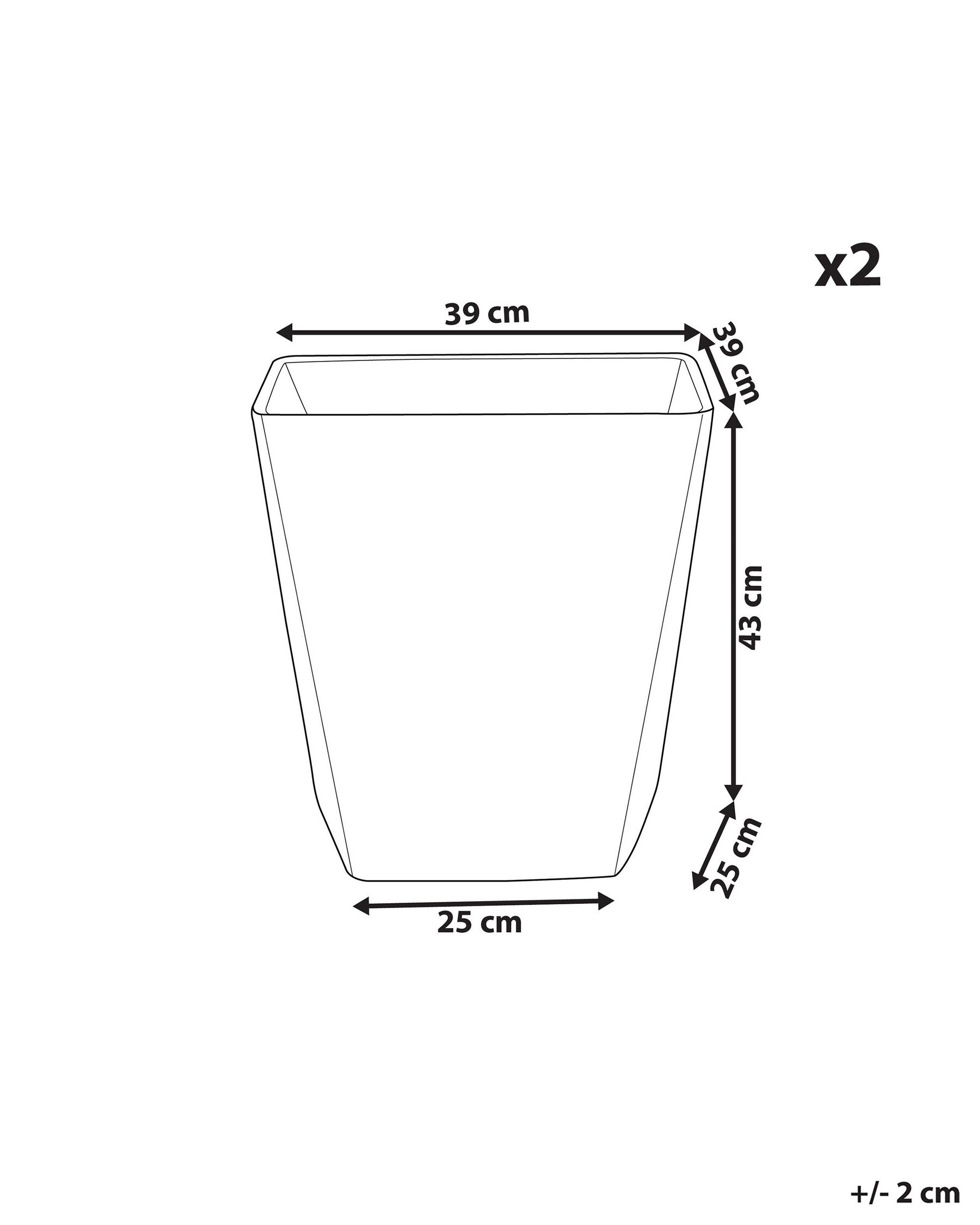 Set of 2 Plant Pots 39 x 39 x 43 cm Grey DELOS_841675
