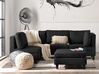 Right Hand 4 Seater Modular Fabric Corner Sofa with Ottoman Black FEVIK _833710