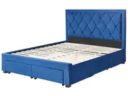 Bed with Storage Drawers LIEVIN Velvet Navy Blue 160 x 200 cm (EU King Size)_821236