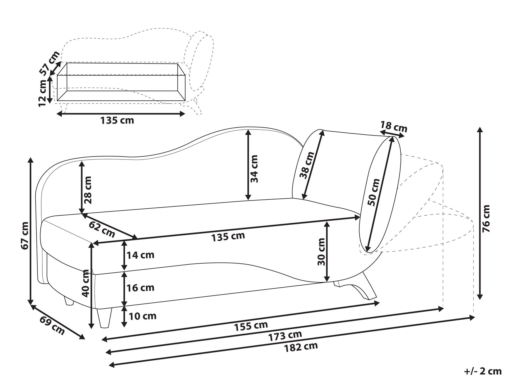 Right Hand Fabric Chaise Lounge with Storage Blue MERI II_881466