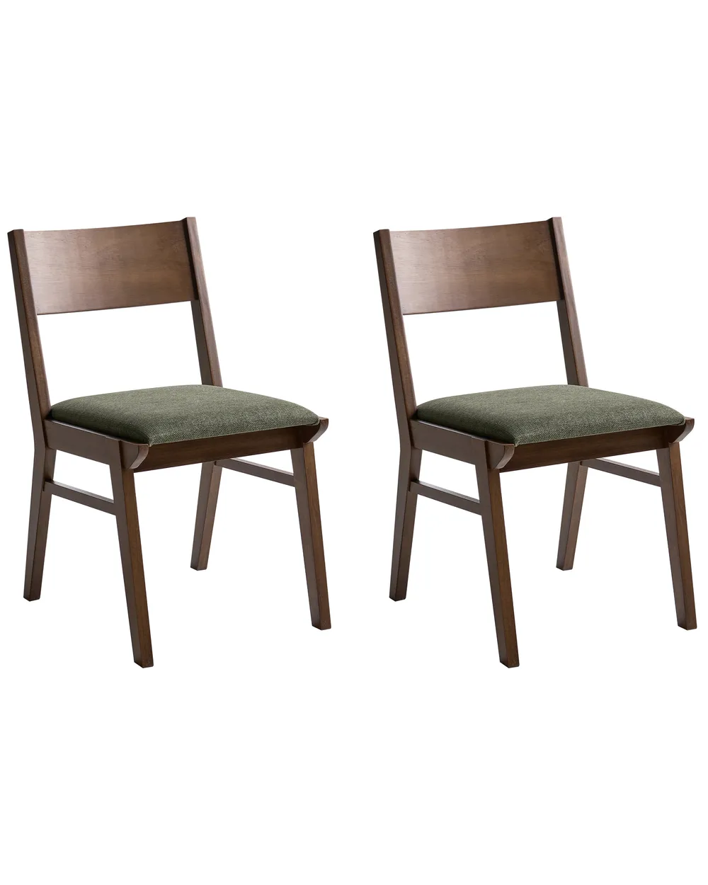Set of 2 Dining Chairs ENOLA Wood Dark Green/ Brown