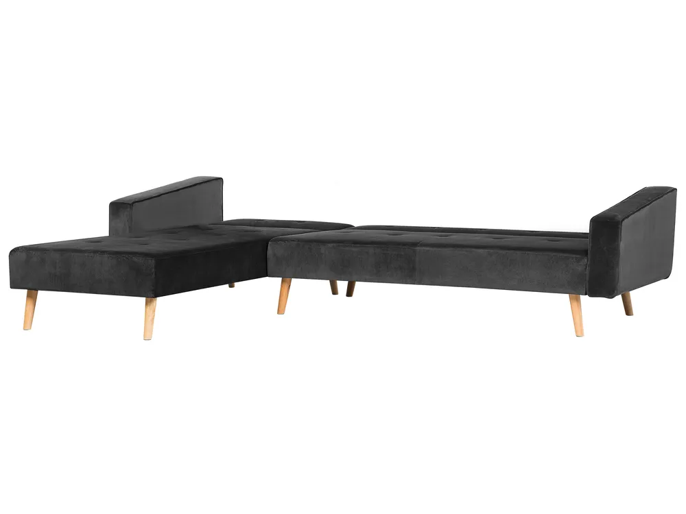 Corner Sofa Bed 4 Seater VADSO Velvet Black Right Hand_740969
