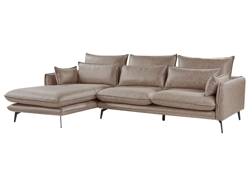 Corner Sofa 3 Seater GALLO Faux Suede Light Brown Right Hand_929099