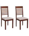 Set of 2 Wooden Dining Chairs Dark Wood and Taupe ORTLEY_926597