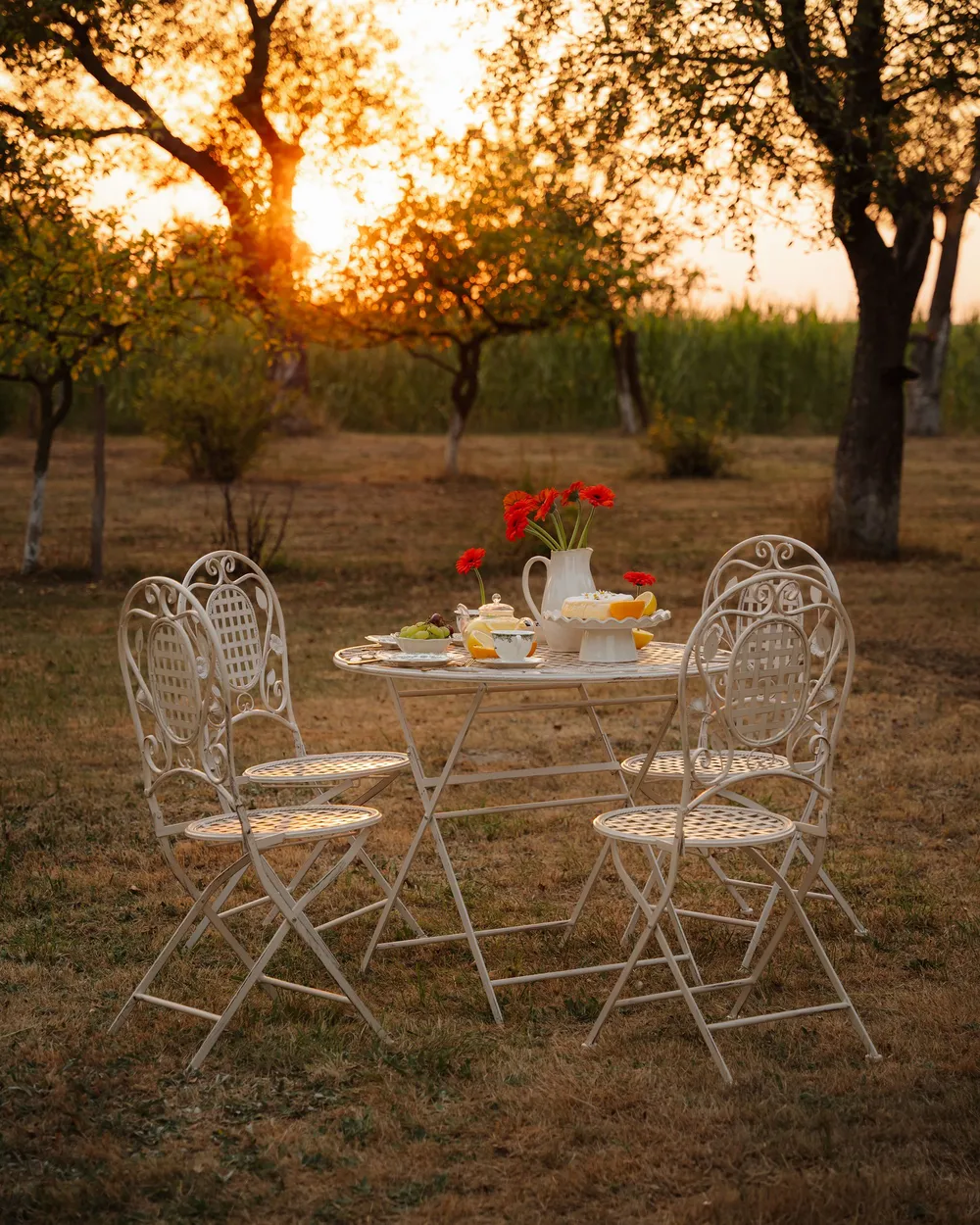 Set of 4 Garden Chairs BIVIO Folding Metal Off-White_1131172