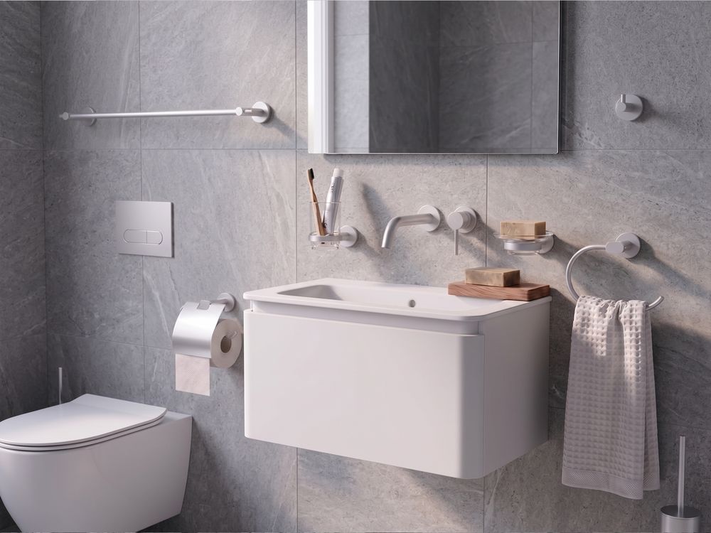 6-Piece Bathroom Hardware Set ZARUMA with Towel Bars and Hooks Silver