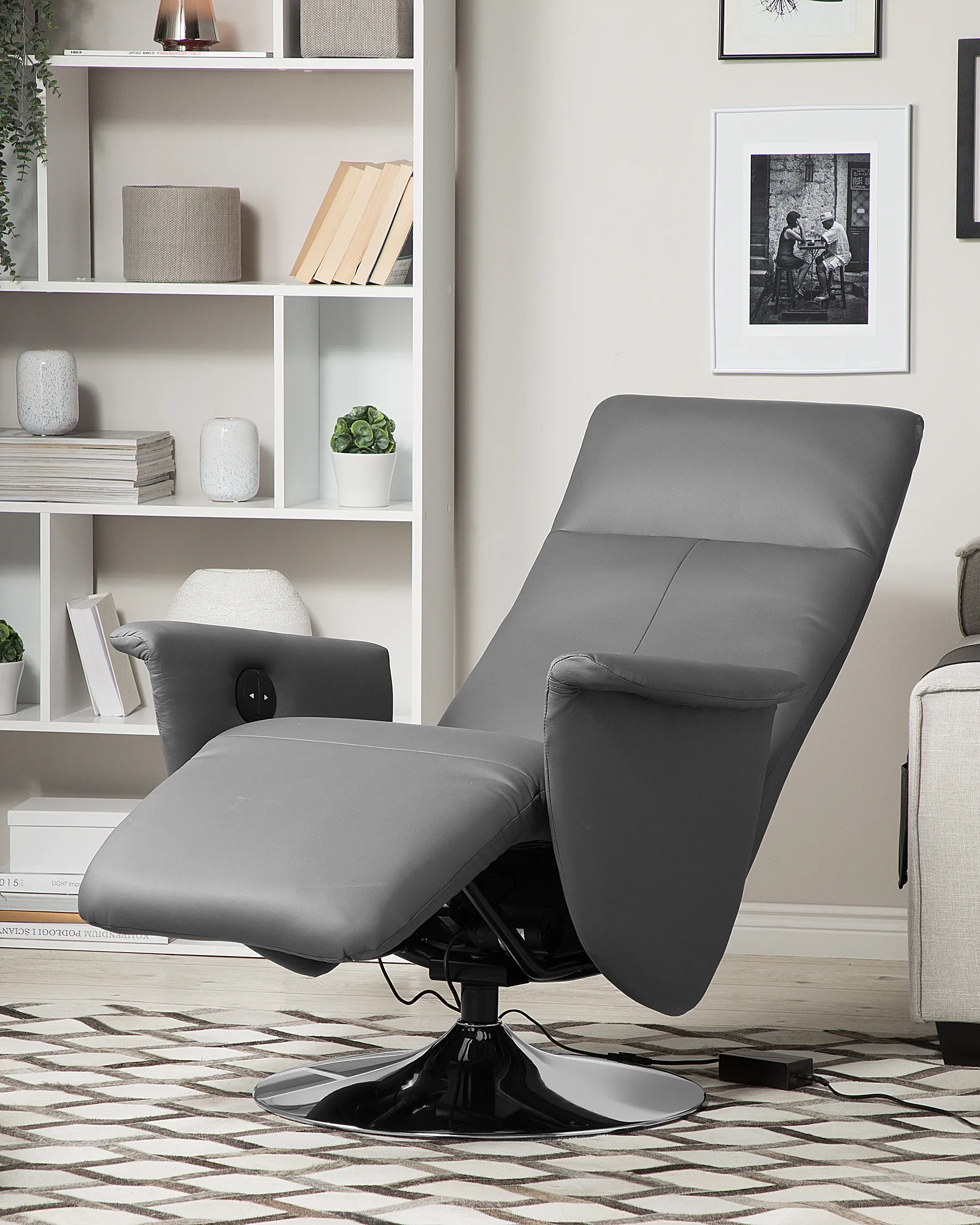 Recliner Chair PRIME with Footrest Faux Leather Grey_709171