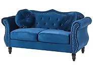 Sofa dla 2 osób SKIEN Welur Granatowy_1171081
