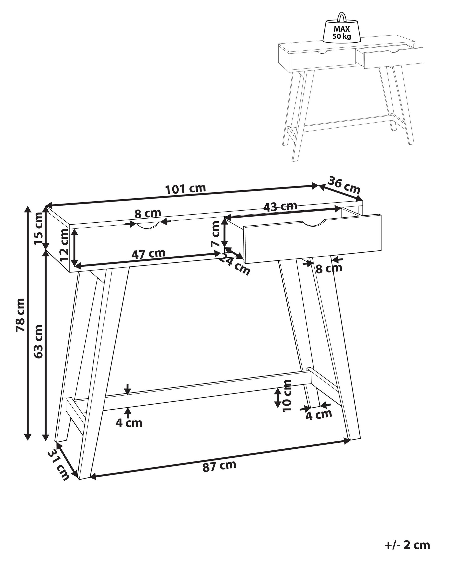2 Drawer Console Table White with Light Wood SULLY_848861 2 Drawer Console Table White with Light Wood SULLY_848861
