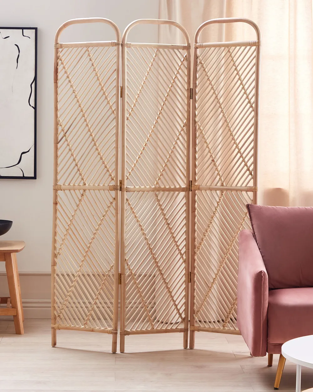 3-panelowy parawan pokojowy COSENZA 106 cm 180 cm Jasnobrązowy_865886