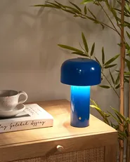 Wireless LED Table Lamp BESOS with Dimmer Metal Blue_941693