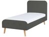 Letto con rete a doghe tessuto grigio 90 x 200 cm RENNES_679869