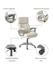 Scaun executiv GALLANT Piele ecologică Bej_995385