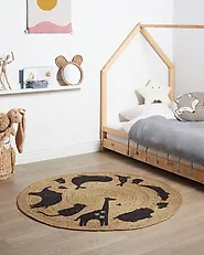 Kids Rug EARTH Beige ø 120 cm Jute_1184836