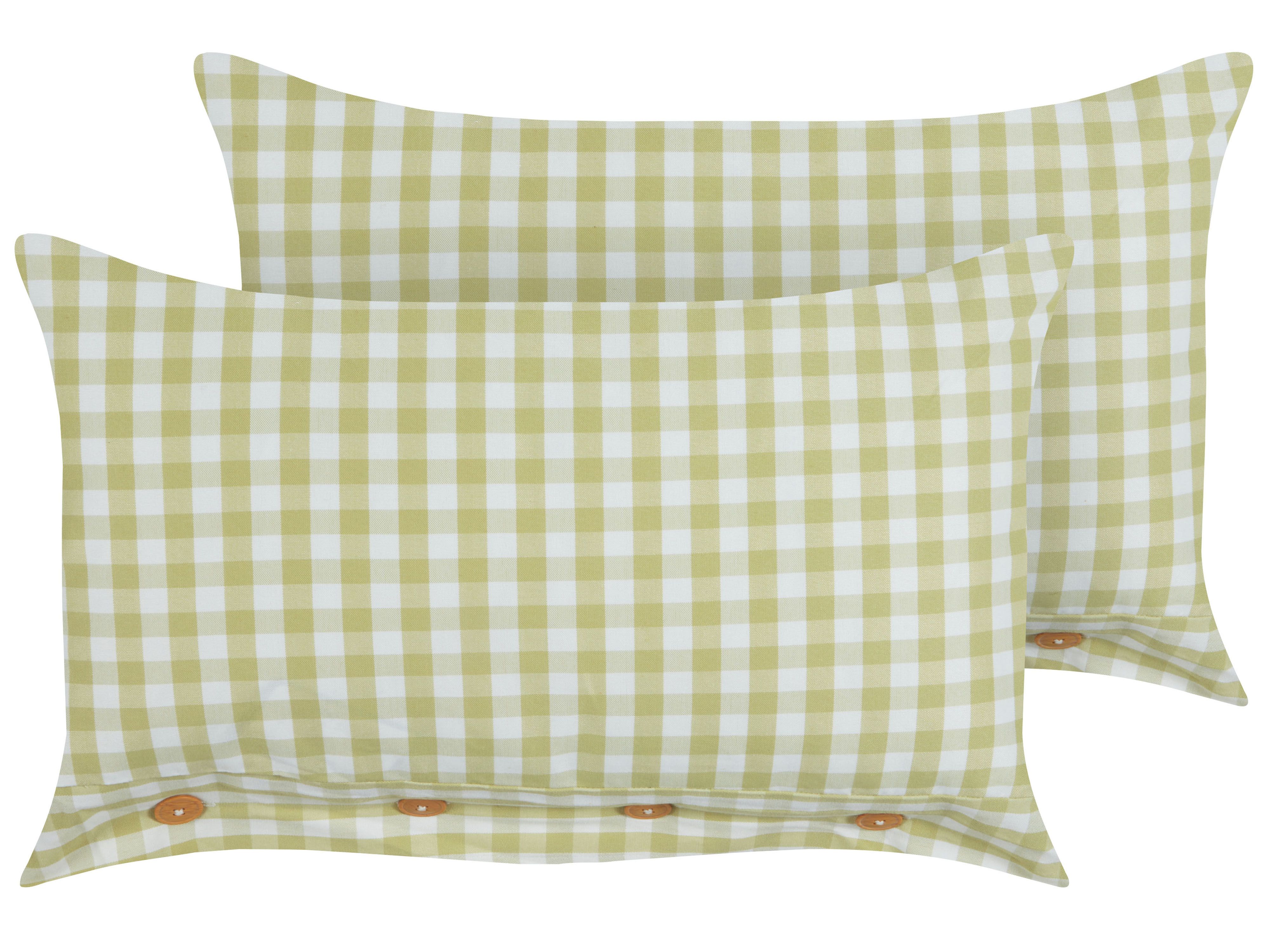 Dekokissen 2er Set TALYA 40 x 60 cm Olivgrün Kariertes Muster_1183092