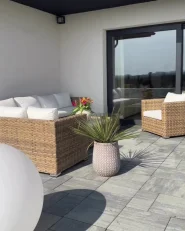Conjunto de jardín con mesa 8 plazas XXL modular Ratán sintético Marrón claro Derecha_994837