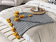 Coperta SUNWAL Tessuto 130 x 170 cm Nero/Bianco_1178368