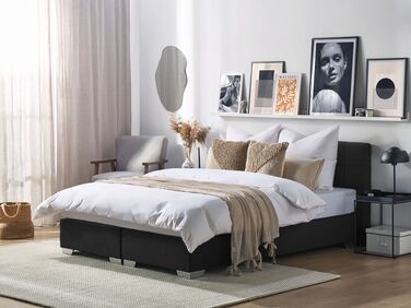 Fabric EU King Size Divan Bed Black ADMIRAL