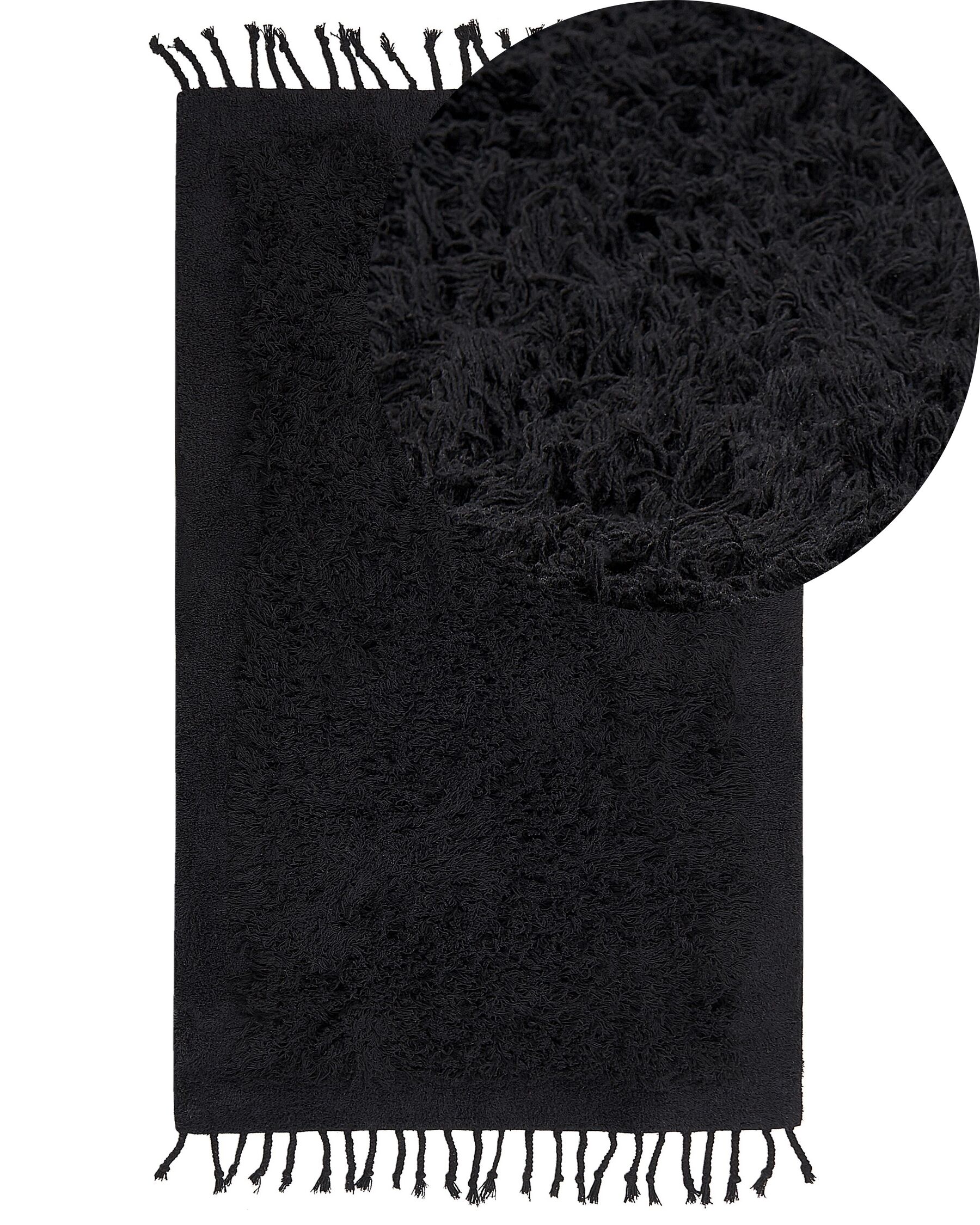 Vloerkleed katoen zwart 80 x 150 cm BITLIS_837608