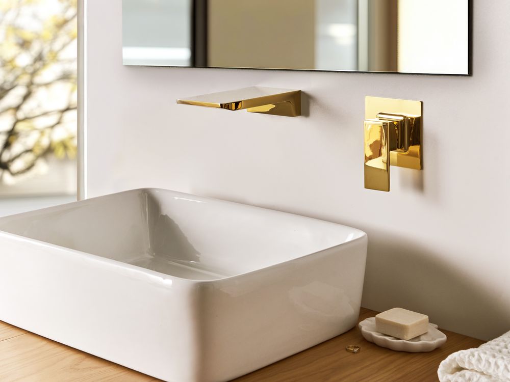 Robinet de lavabo mural KARUAY Laiton Doré