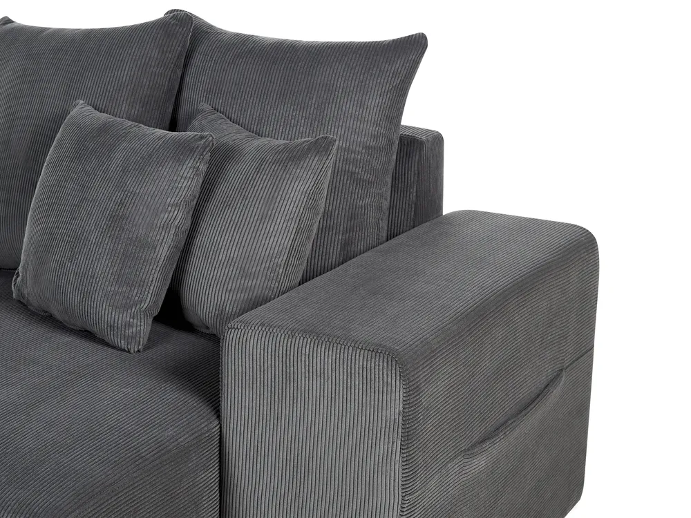 Corner Sofa Bed 3 Seater LUSPA with Storage Corduroy Dark Grey Left Hand_898715
