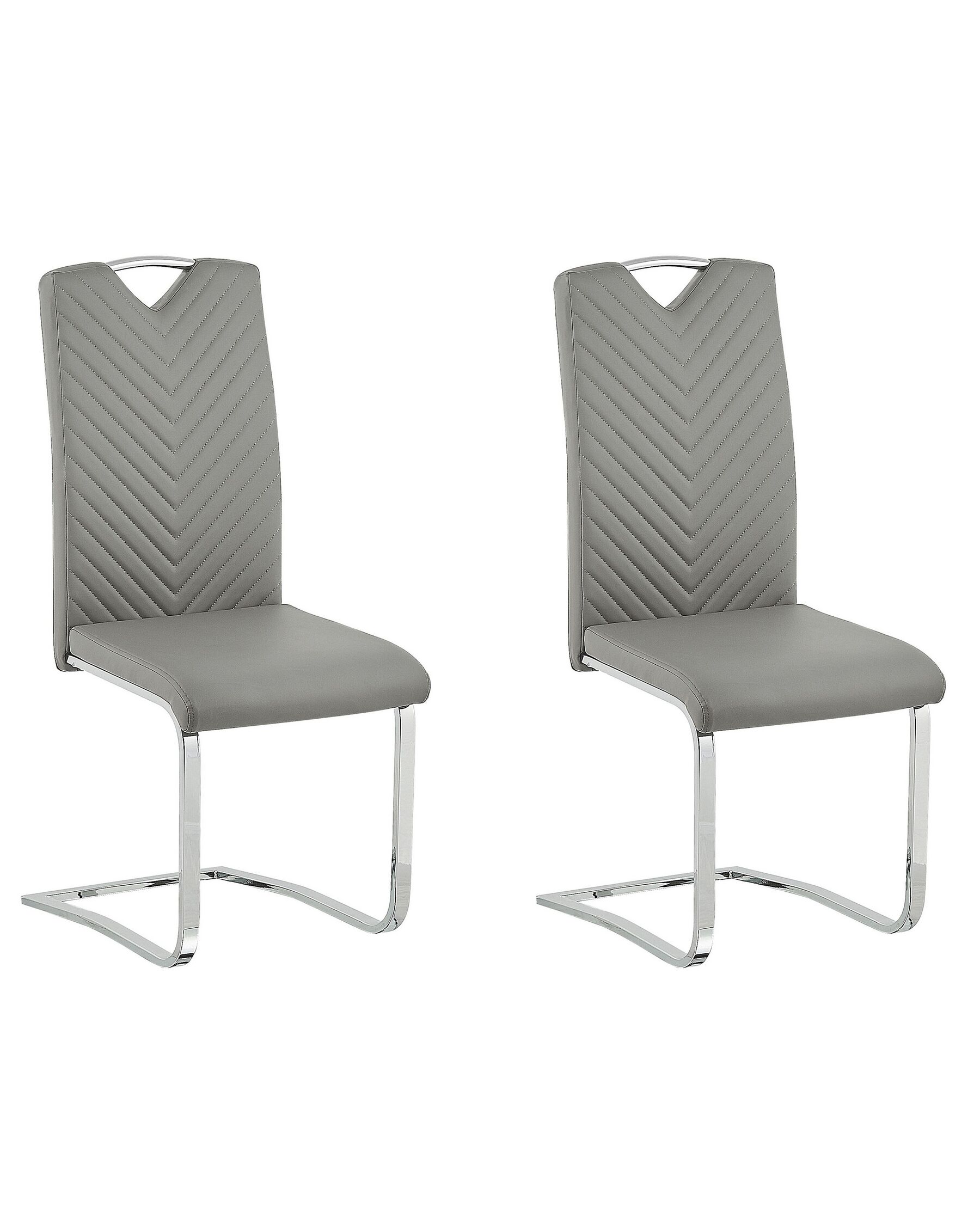 Conjunto de 2 cadeiras de jantar em pele sintética cinzenta clara PICKNES_790019