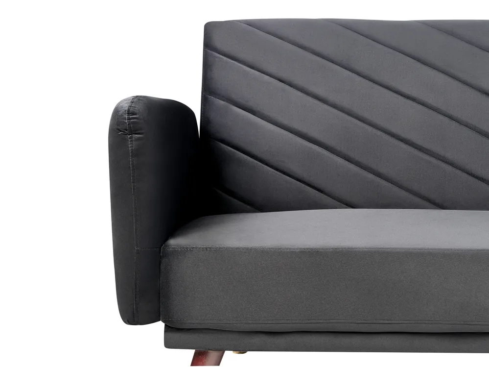 Sofa Bed 3 Seater SENJA Velvet Black_707193